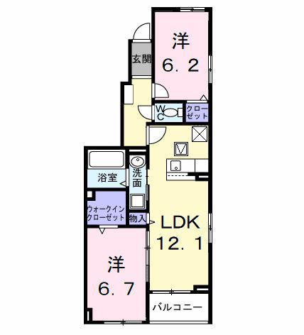 エススタイル リュクス(2LDK/1階)の間取り写真