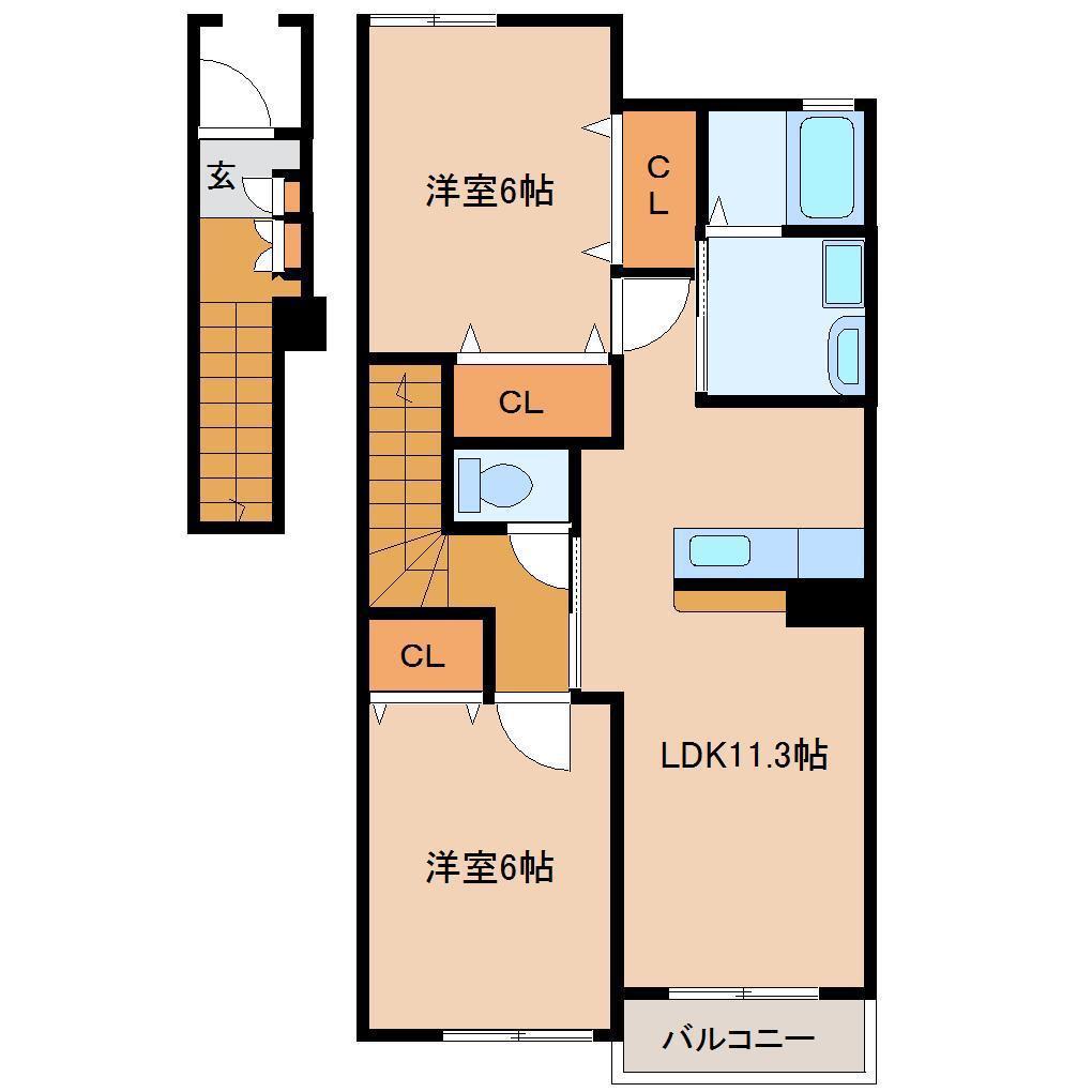 フルハウス A(2LDK/2階)の間取り写真