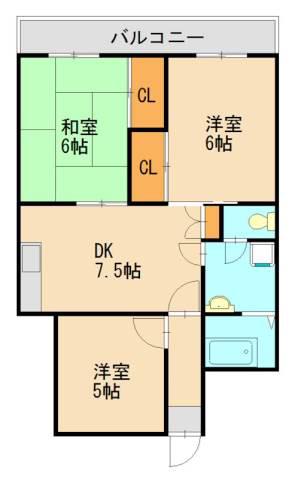リバーサイドAI(3DK/6階)の間取り写真