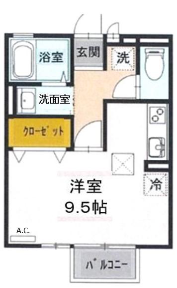 スカイビュー白石(ワンルーム/2階)の間取り写真