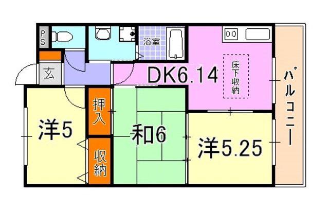 ベルフォーレ森(3DK/1階)の間取り写真