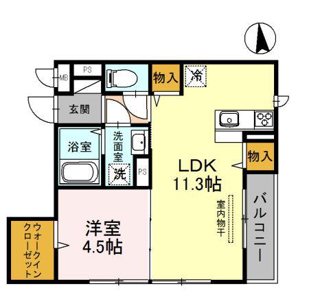 ウイラニホメ(1LDK/3階)の間取り写真