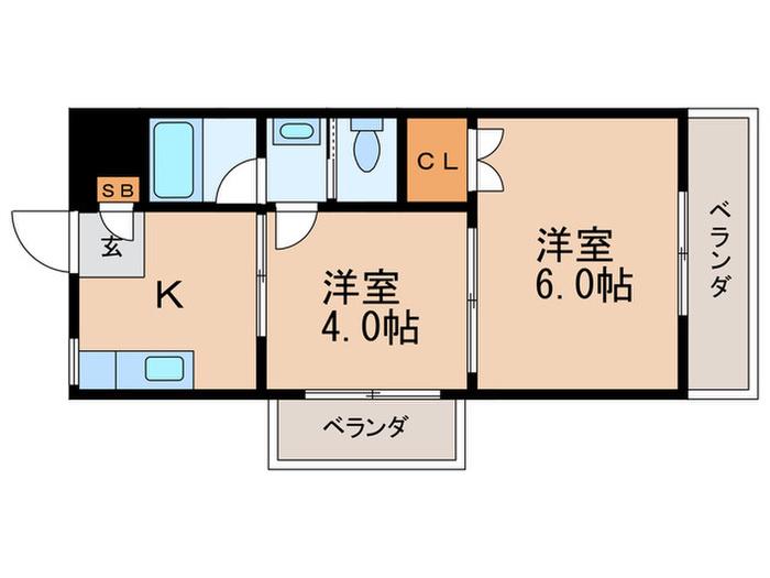サンパレス青山(2K/2階)の間取り写真
