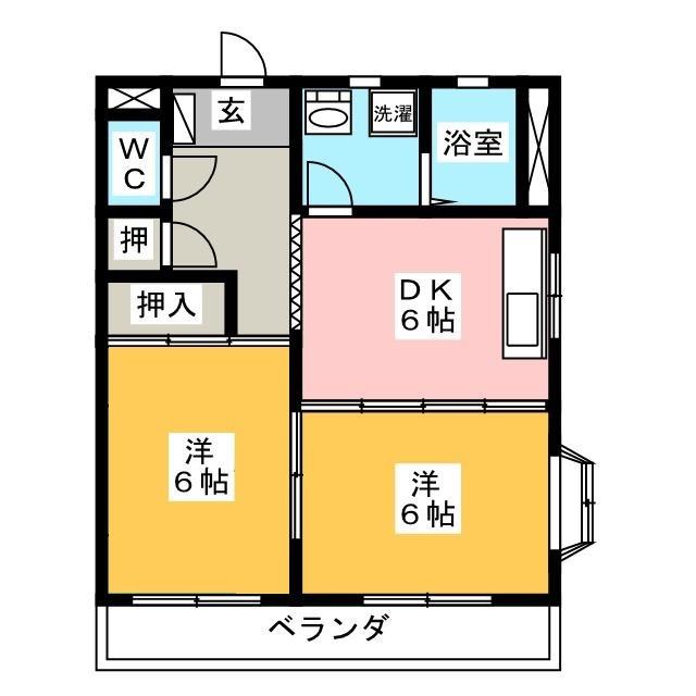 本田ビル(2DK/2階)の間取り写真