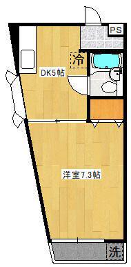 リバティハウス(1DK/2階)の間取り写真
