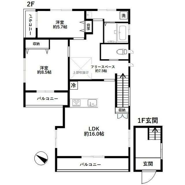 若林テラスハウス(2LDK/2階)の間取り写真