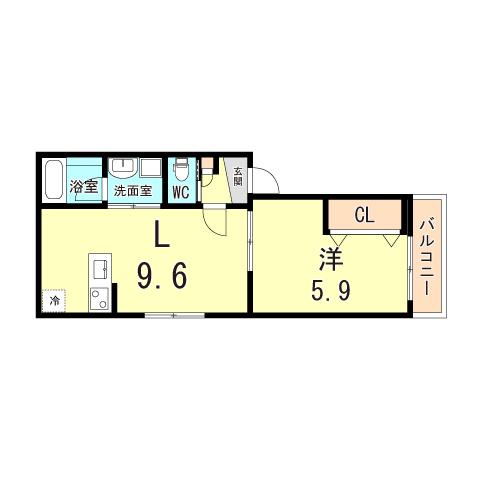 大久保町駅前マンション(1LDK/2階)の間取り写真