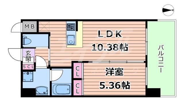 プレジオ城東(1LDK/12階)の間取り写真