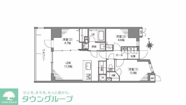 デュフレ南千住(3LDK/15階)の間取り写真