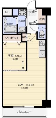 アークデュオ仙台宮町(1LDK/7階)の間取り写真