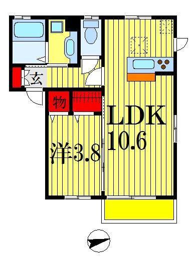 エスポワール(1LDK/2階)の間取り写真