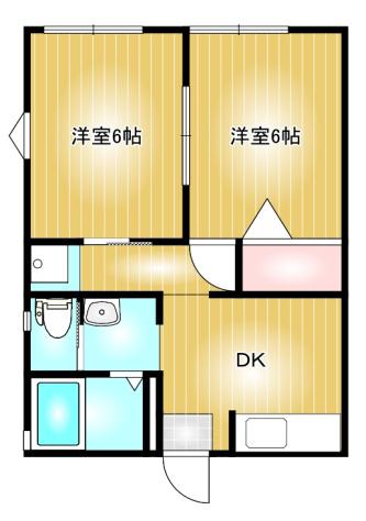 リベール倉敷(2DK/1階)の間取り写真