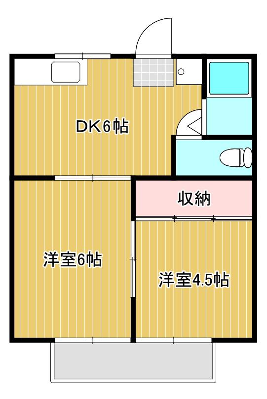 プロスペリーテ西古松 B棟(2DK/2階)の間取り写真