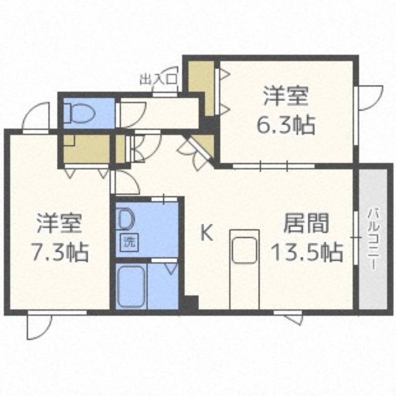 CUORE TK(2LDK/3階)の間取り写真