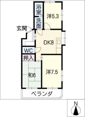 クローバー浅井(3DK/2階)の間取り写真