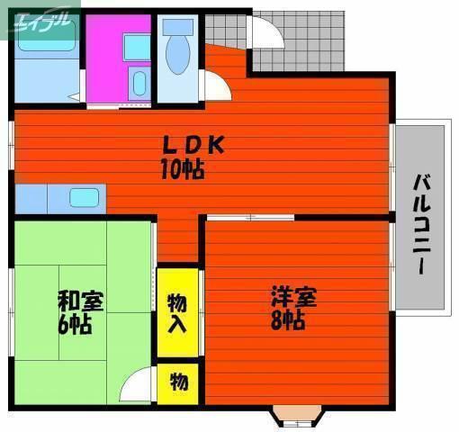グランドゥールクロズミB(2LDK/2階)の間取り写真