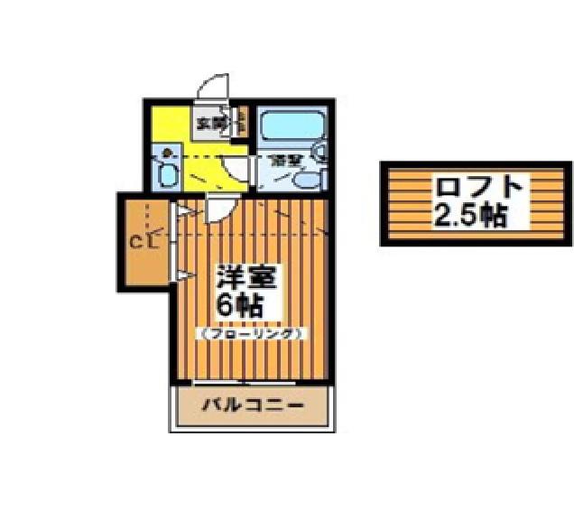 グリーングラス(1K/2階)の間取り写真