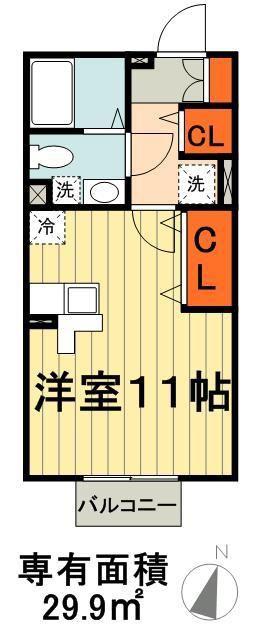 FELICE青葉の杜(ワンルーム/1階)の間取り写真