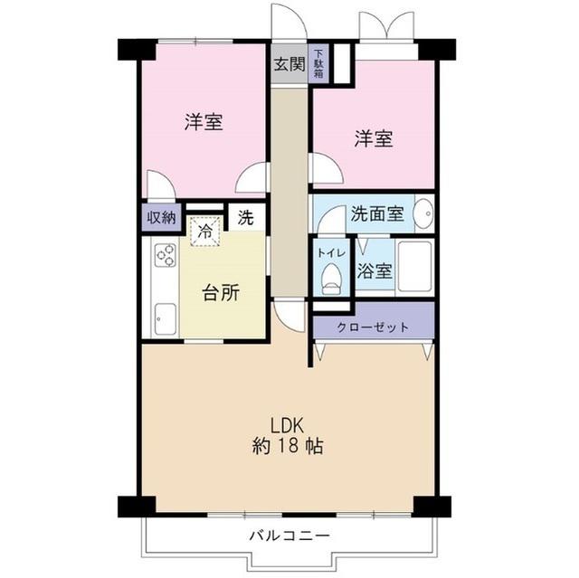 イーストサイドパレスT&T(2LDK/6階)の間取り写真