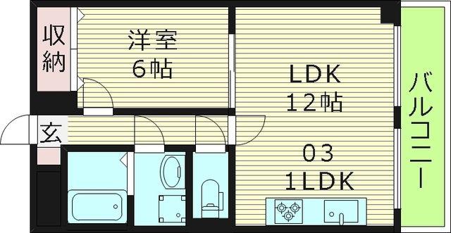 サンクス関目(1LDK/4階)の間取り写真