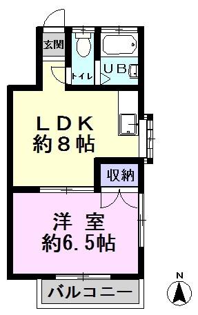 メゾン南流山(1LDK/2階)の間取り写真