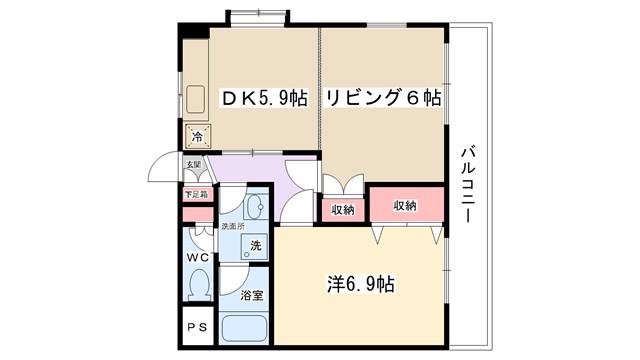 エスポワール古淵(1LDK/3階)の間取り写真