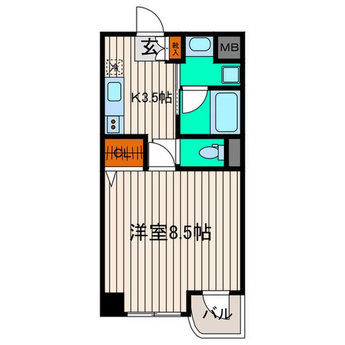 コーポタイワIII(1K/2階)の間取り写真
