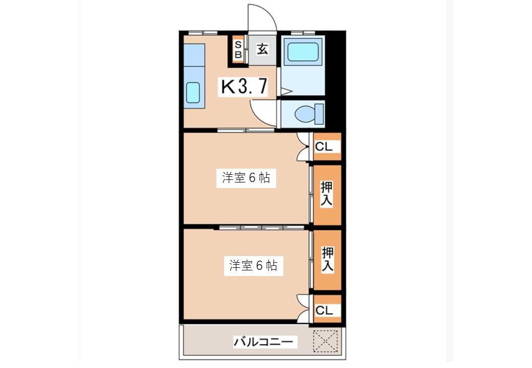 高田コーポ(2K/2階)の間取り写真