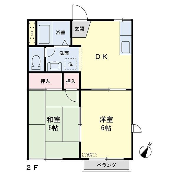 ハイム楠(2DK/2階)の間取り写真
