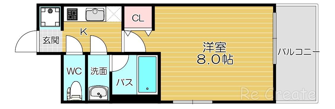 四天王寺レジデンス(1K/8階)の間取り写真