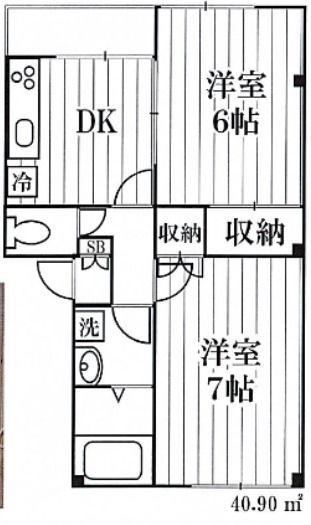 カサベルダ(2DK/1階)の間取り写真