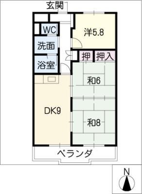 島崎ハイツ(3DK/1階)の間取り写真