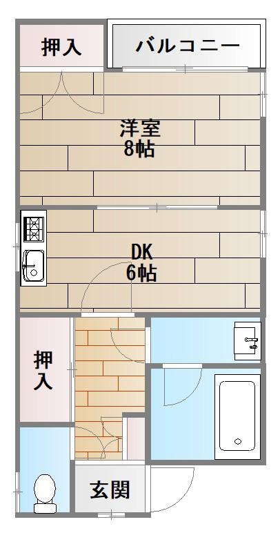 ハイツレピート(1DK/2階)の間取り写真