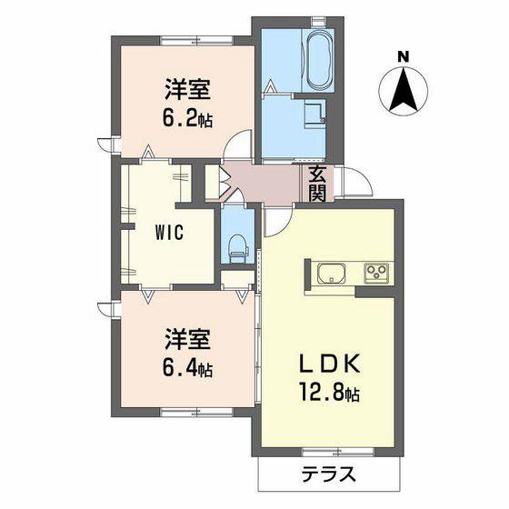 プリンストン富町(2LDK/1階)の間取り写真