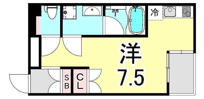 ソリューション甲子園(ワンルーム/6階)の間取り写真