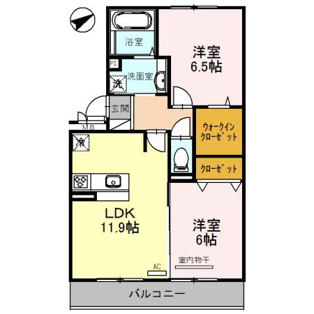 CASA RAFFINE 瀬田(2LDK/3階)の間取り写真