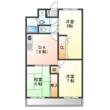 はなはうす門田本町(3DK/2階)の間取り写真