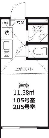 ファイルヒェン平井(ワンルーム/2階)の間取り写真