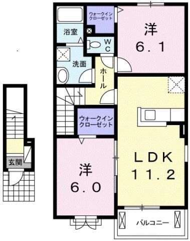 レイナ I(2LDK/2階)の間取り写真