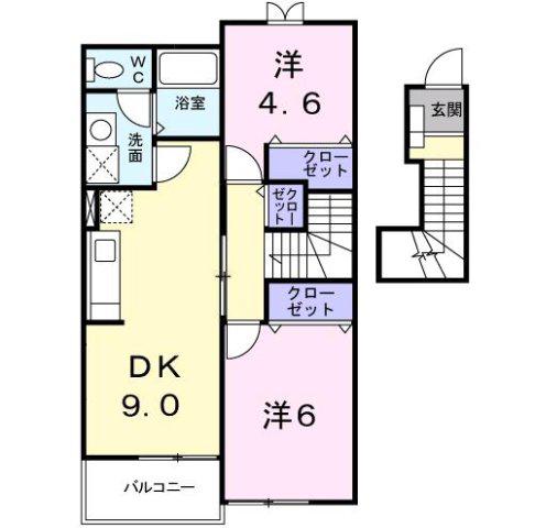 メゾン ド ヌーヴェルバーグ(2DK/2階)の間取り写真
