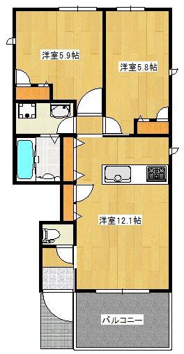 MOKUBA(2LDK/1階)の間取り写真