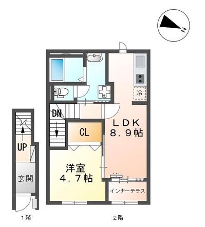アルトポンテ(1LDK/2階)の間取り写真
