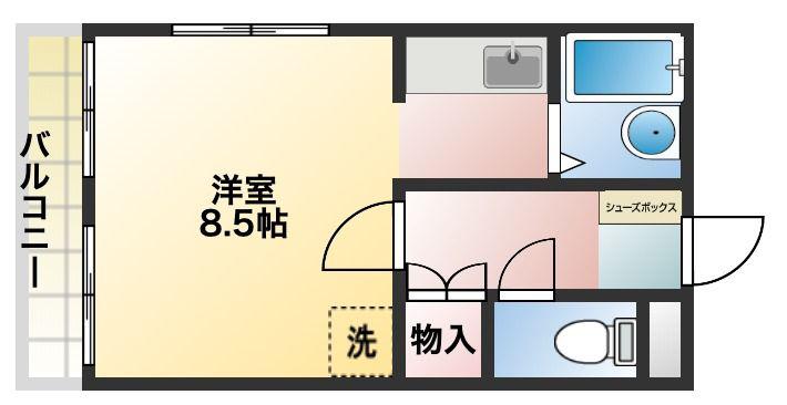 緒方ビル(ワンルーム/4階)の間取り写真