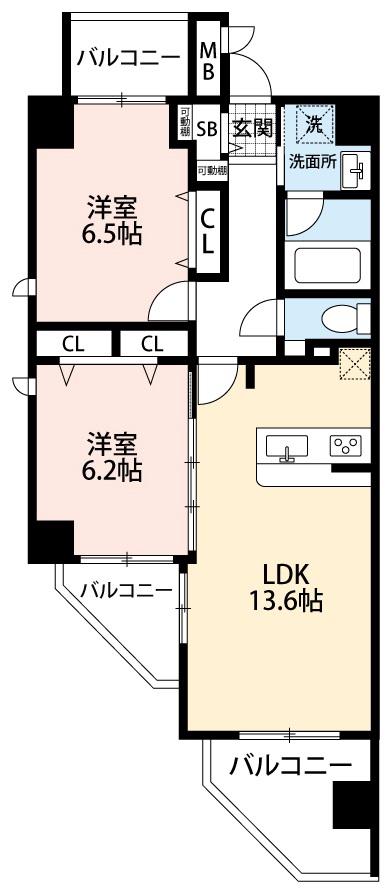 VI TOWN EXCELLENT(2LDK/2階)の間取り写真