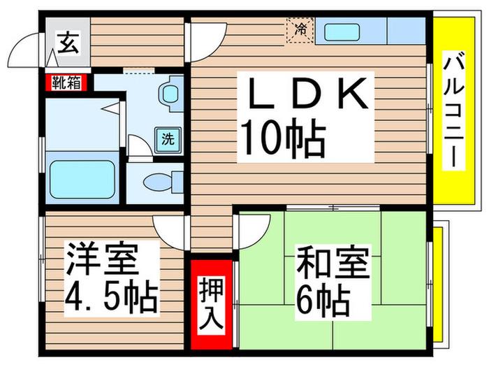 ブリックビラ2(2LDK/2階)の間取り写真