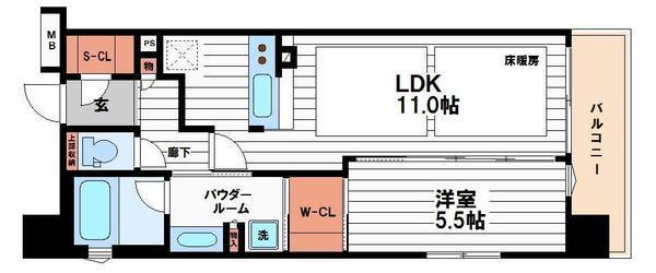 オーパスレジデンス心斎橋サウス(1LDK/3階)の間取り写真