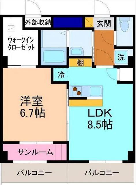 アベニューヒルズK(1LDK/2階)の間取り写真