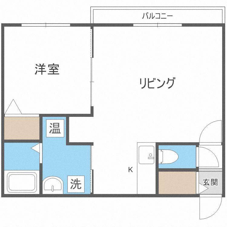ラフィーネ環状通東(1LDK/4階)の間取り写真