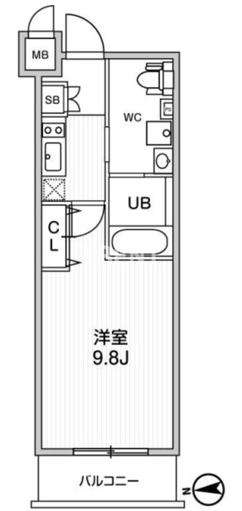 オルタナ中野(1K/4階)の間取り写真