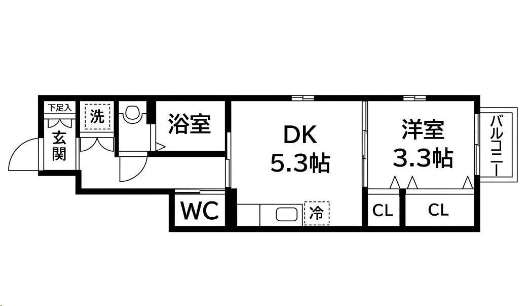 CASALUCEII(1DK/1階)の間取り写真